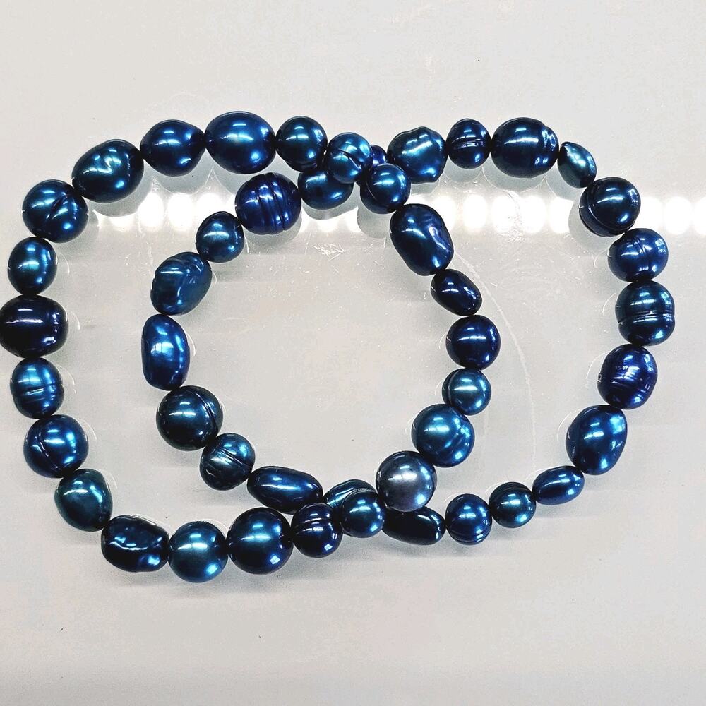 Honora set 2 freshwater Multi Blue pearl Stretch bracelets QVC?
